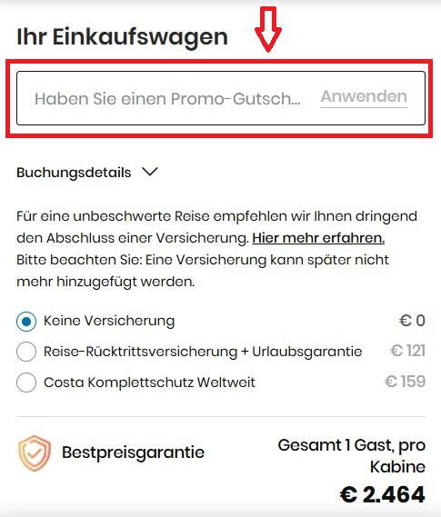 So kannst du deinen Costa Kreuzfahrten Gutschein einlösen