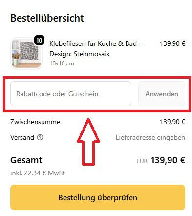 Screenshot von der Bestellübersicht, um deinen Creatisto Gutschein einzulösen
