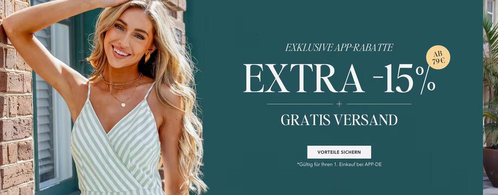 Banner für 15 % App-Rabatt bei Cupshe