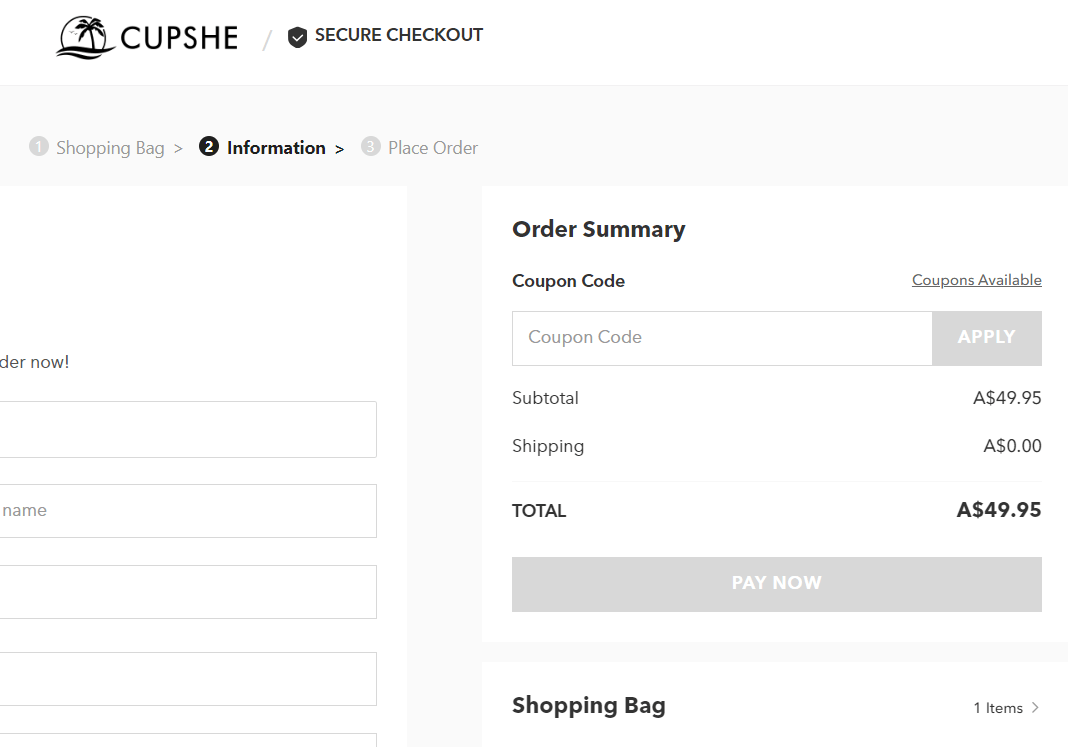 Cupshe coupon code box image