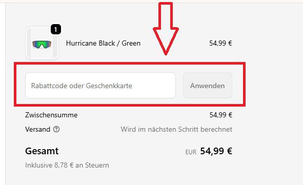 Screenshot von der Bestellübersicht, um einen D.Franklin Rabattcode einzugeben