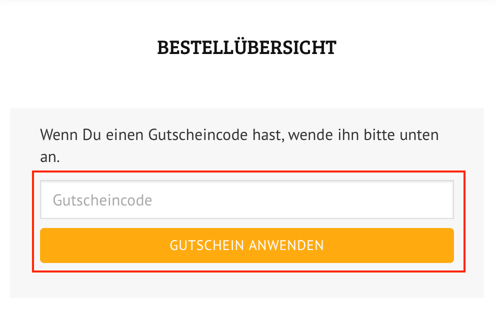 Eingabefeld für den DealClub-Gutschein im Warenkorb