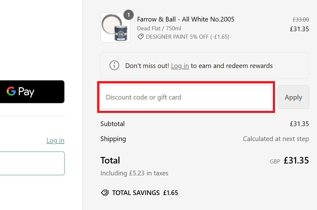 Decorating Centre Online discount code box during checkout image