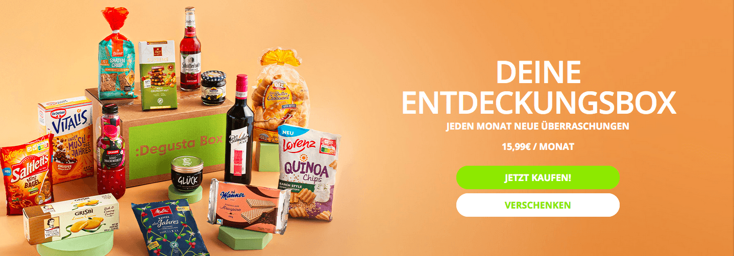 Entdecke deine erste Degusta Box zum Vorteilspreis von 15,99 Euro