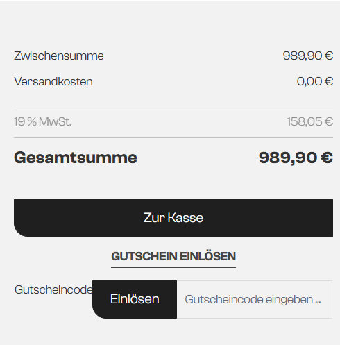 Eingabefeld zum Einlösen vom DELIFE Gutschein im Warenkorb
