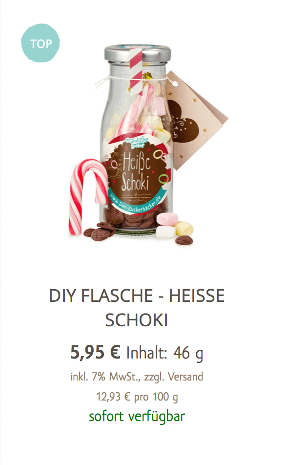 Der Zuckerbäcker Angebote im Online-Shop auf heiße Schokolade