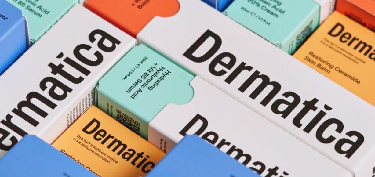 Dermatica offers page image showing assorted colour packaging displaying the Dermatica logo