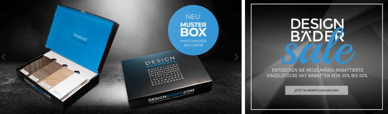 Reduzierte Sale Artikel bei Designbäder und eine kostenlose Musterbox