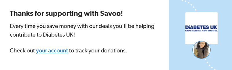 Signing up to support Diabetes UK with Savoo