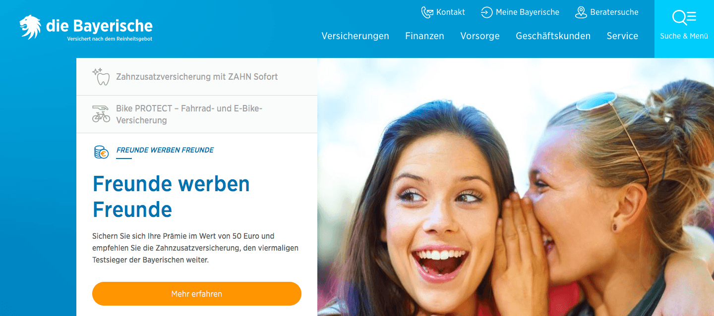 Schnappe dir tolle Angebote bei Die Bayerische, wenn du Freunde wirbst