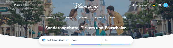 Disneyland Paris Gutscheine sind unter dem Menüpunkt Angebote aufgelistet