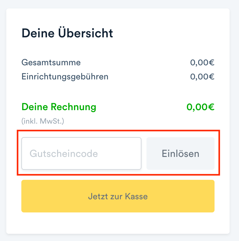 Eingabefeld für den Dogado Gutschein im Warenkorb