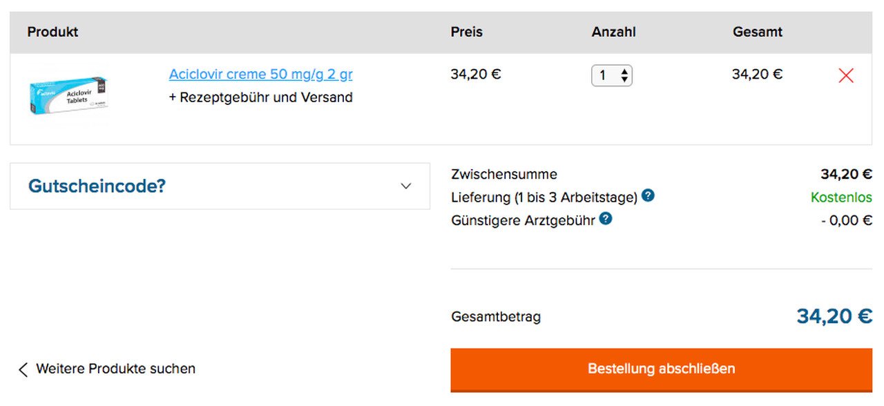 Screenshot des gutscheinfeldes zum Einfügen des Dokteronline-Gutscheins