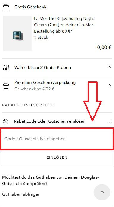 Douglas Gutschein einlösen im Warenkorb