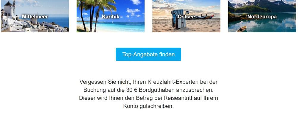 Anweisung, Kreuzfahrtberater um Einlösung von Dreamlines Gutschein zu bitten
