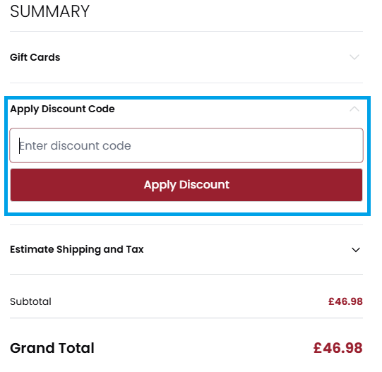 DrinkSupermarket discount code box on the checkout page