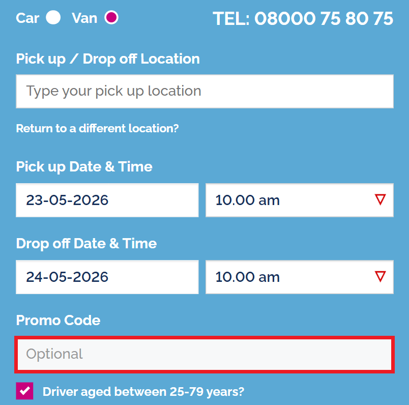 Drivalia Car Rental discount code box image