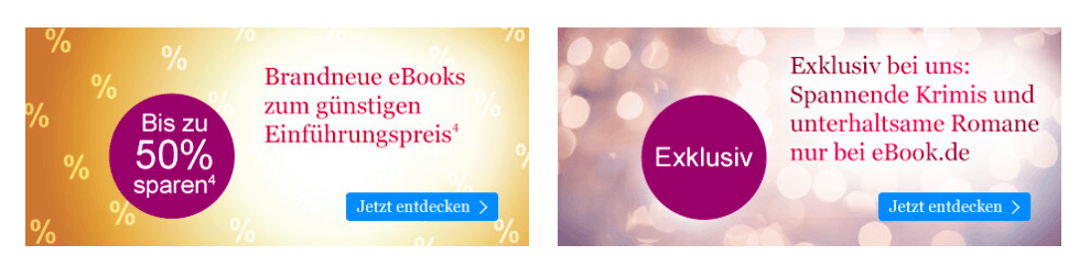 Ansicht des Webshops von eBook.de mit aktuellen Angeboten