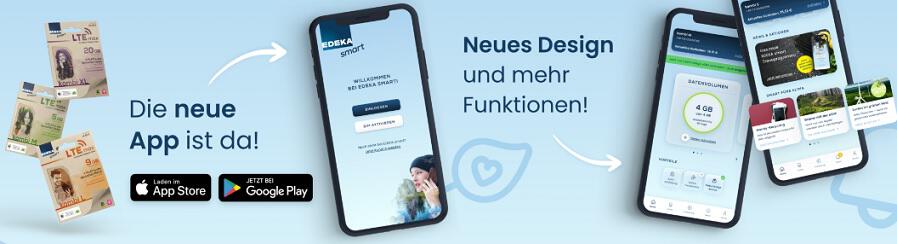 Handys mit der neuen EDEKA smart App als Banner der EDEKA smart Gutscheinseite