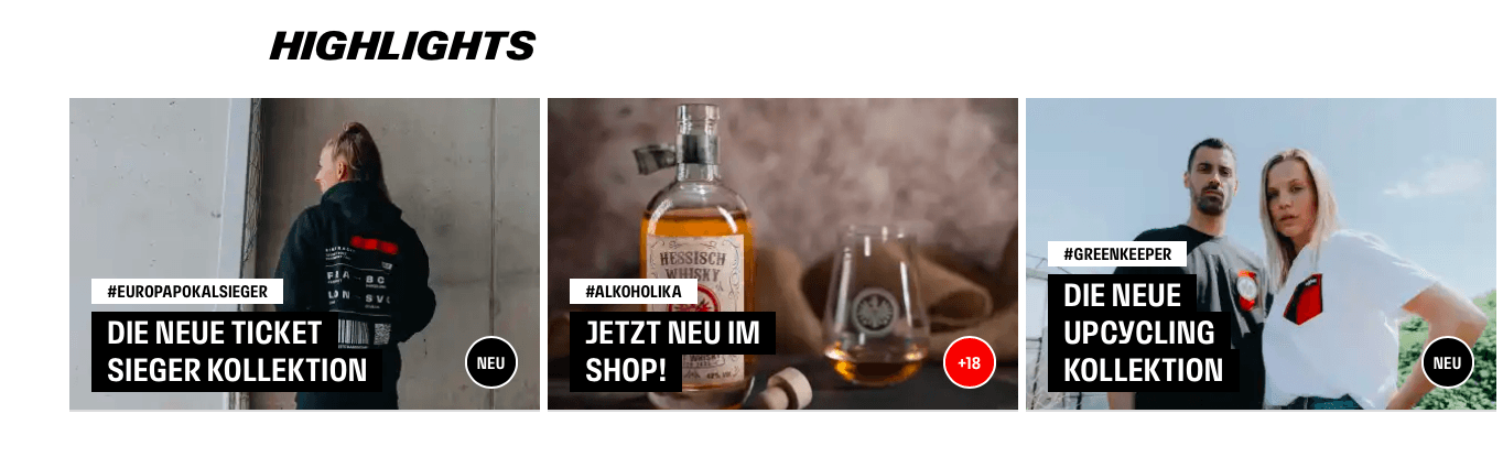 Highlights im Online-Shop von Eintracht Frankfurt mit Trikots