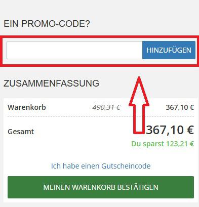 Eingabefeld für Ekoi-Gutschein im Warenkorb