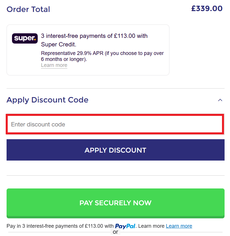 Electrical Discount UK discount code redemption box image