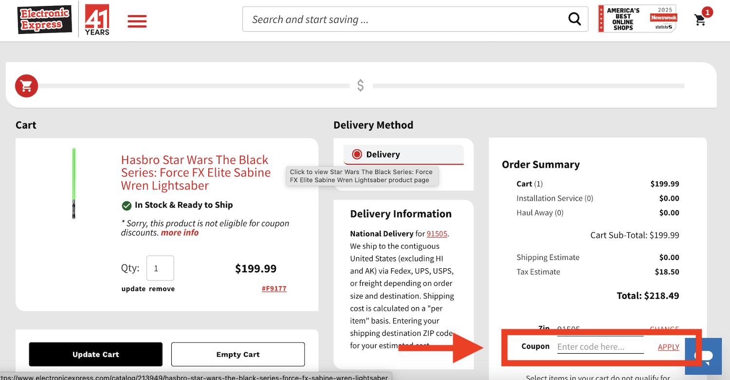 Electronic Express Coupon Code