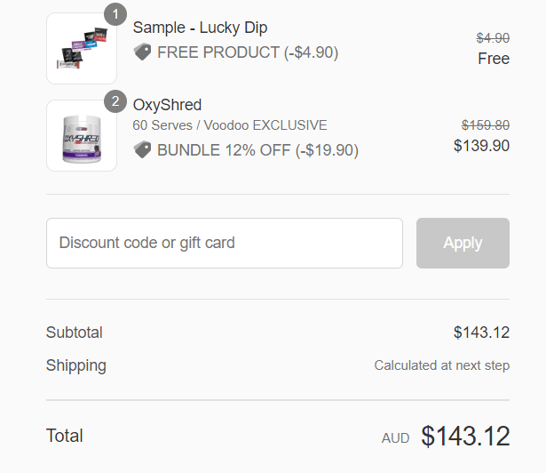 Elite Supplements coupon code box in shopping basket