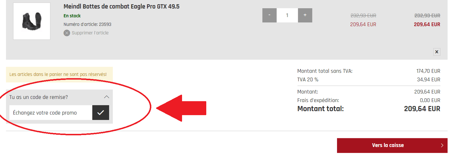 emplacement pour code promo ASMC