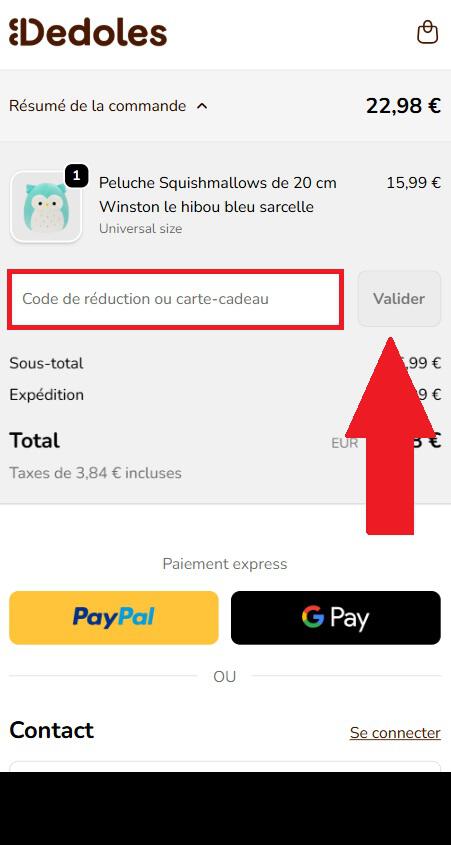 Encadré pour code promo Dedoles