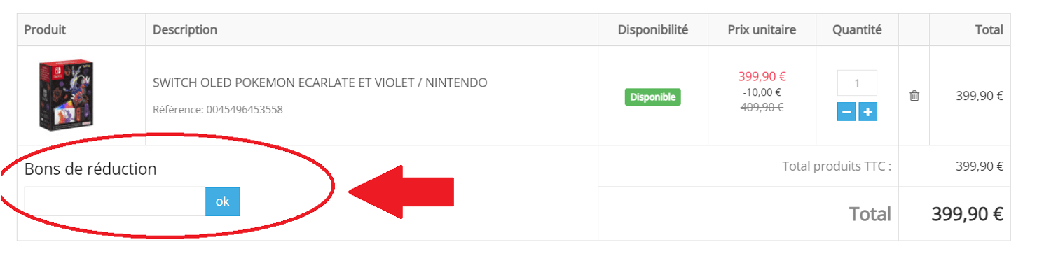 panier avec emplacement pour code promo Figurines Goodies