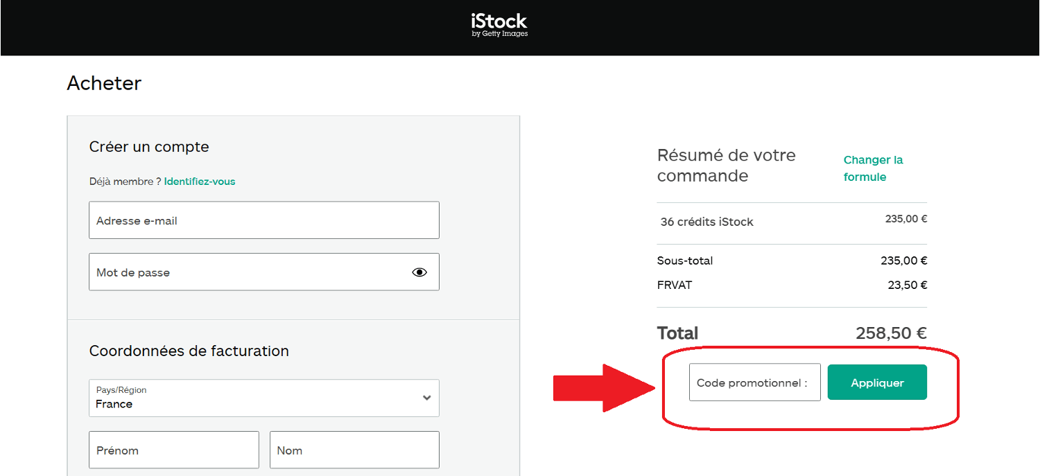 panier d&apos;achat avec emplacement pour code promo iStockPhoto