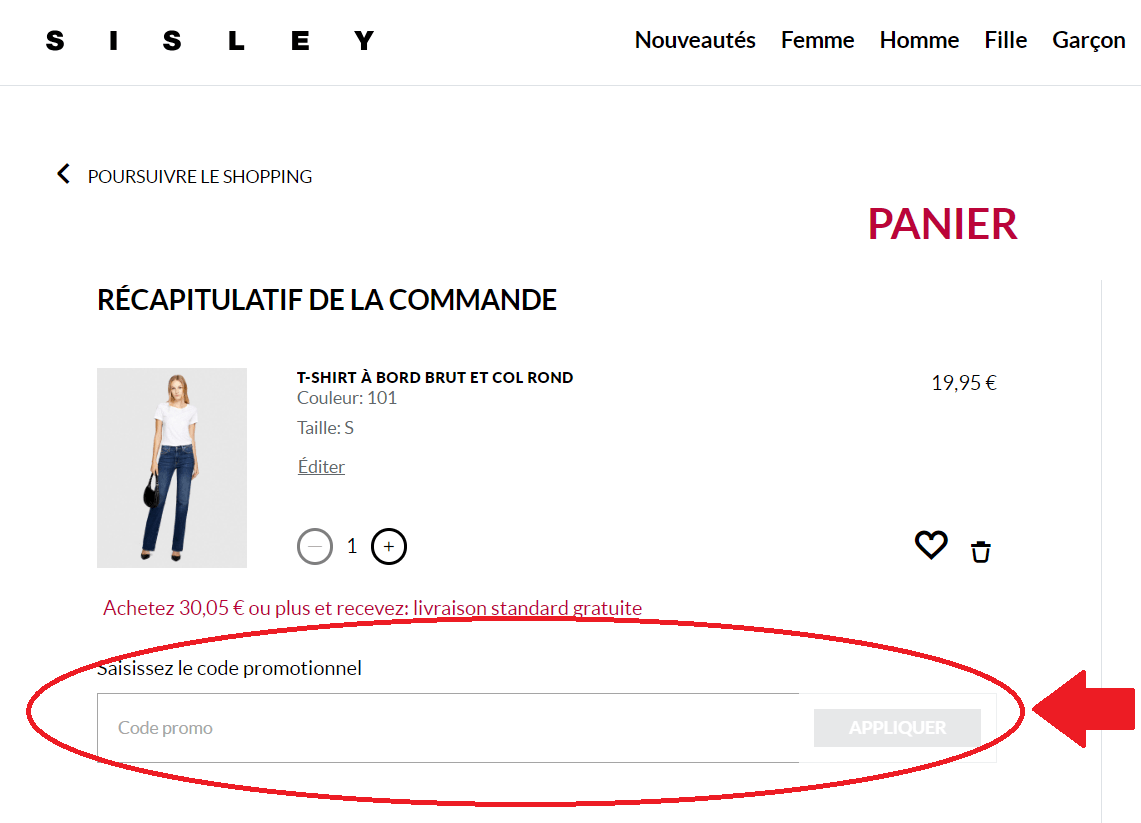 Emplacement pour code promo Sisley