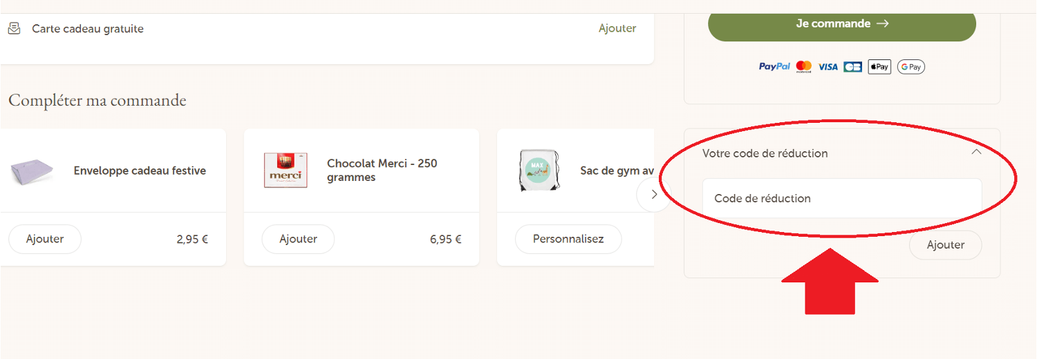 emplacement pour code promo Your Surprise