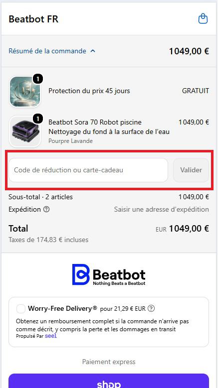 Encadré pour un code de réduction Beatbot