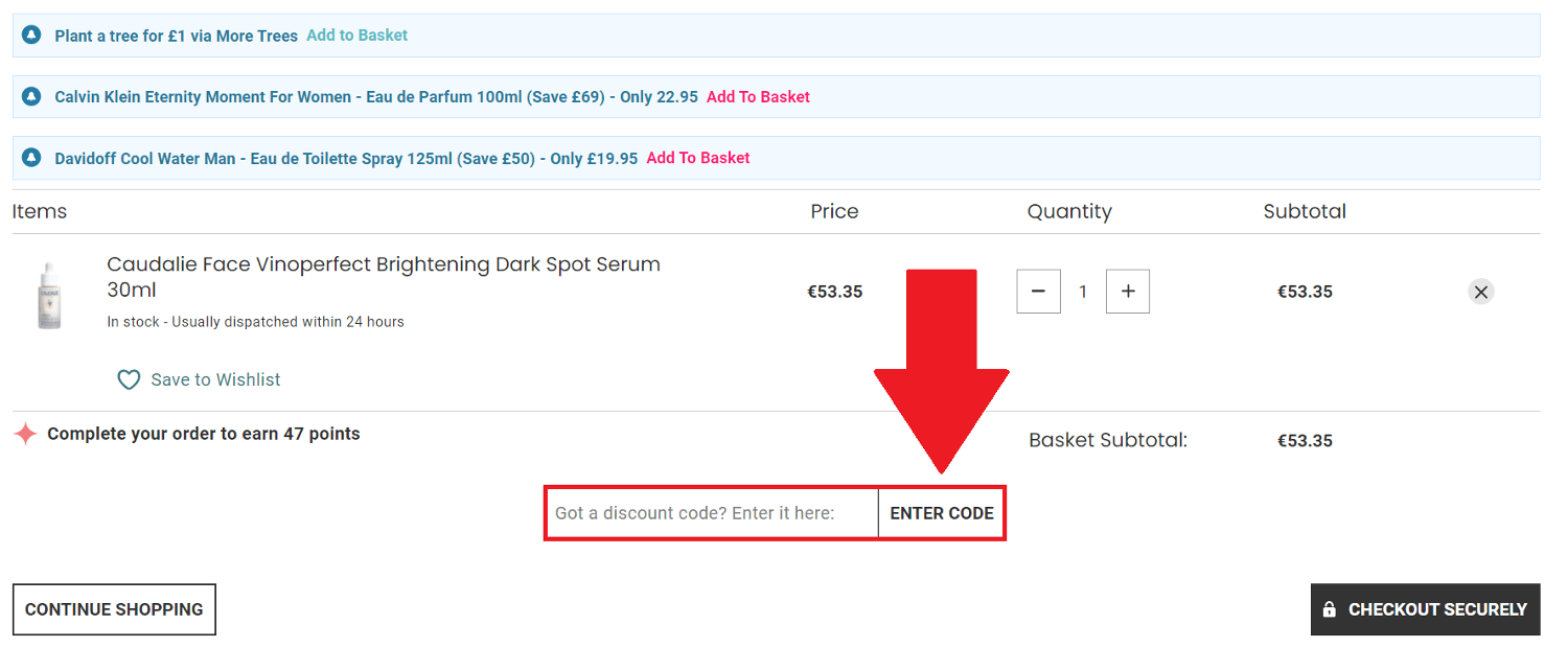 Encadré pour code promo allbeauty