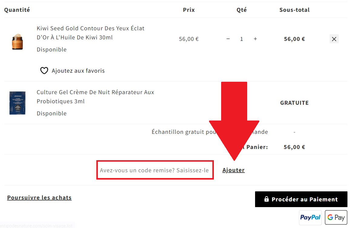 Encadré pour code promo Antipodes