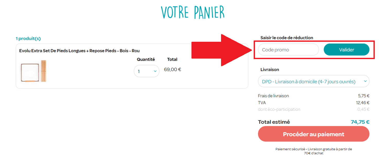 Emplacement de code promo Béaba