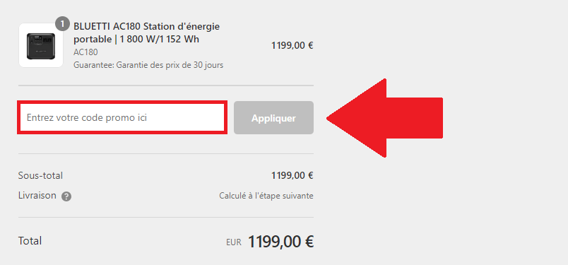 Encadré pour code promo Bluetti