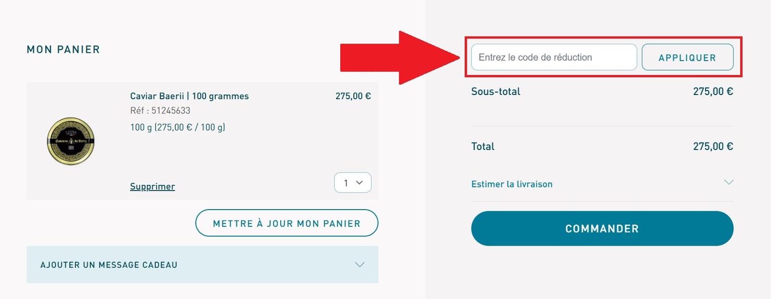 Encadré pour code promo Comtesse du Barry