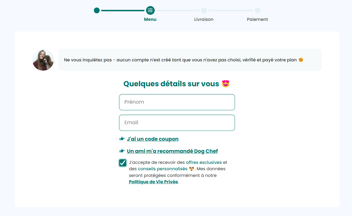 Encadré pour code promo Dog Chef