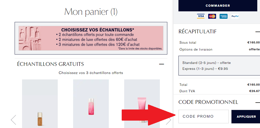 Encadré pour code promo Estée Lauder