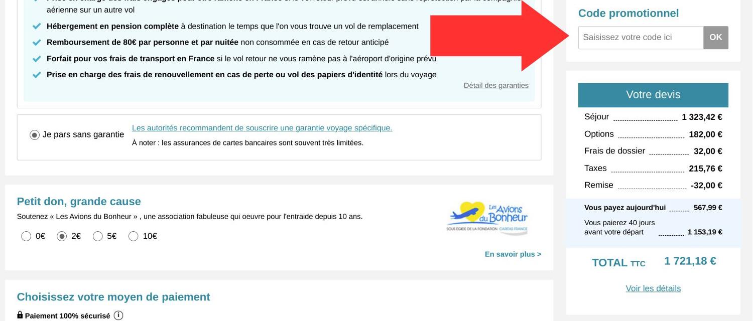 Encadré pour code promo Fram
