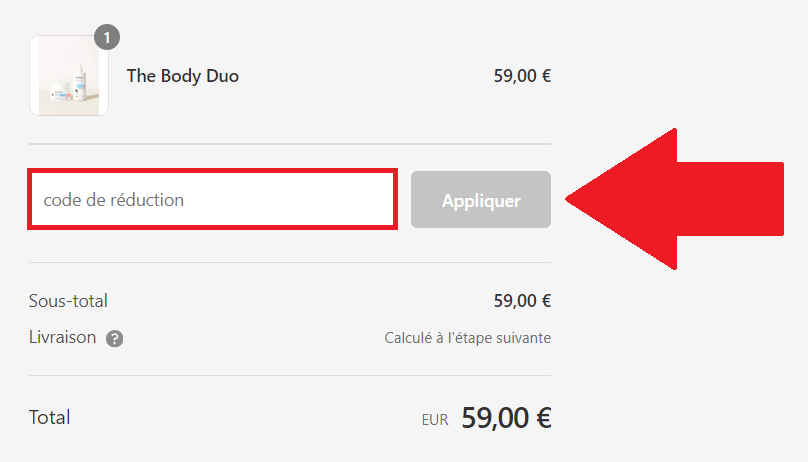 Encadré pour code promo HelloBody