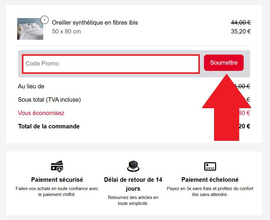 Encadré pour code promo ibis Store