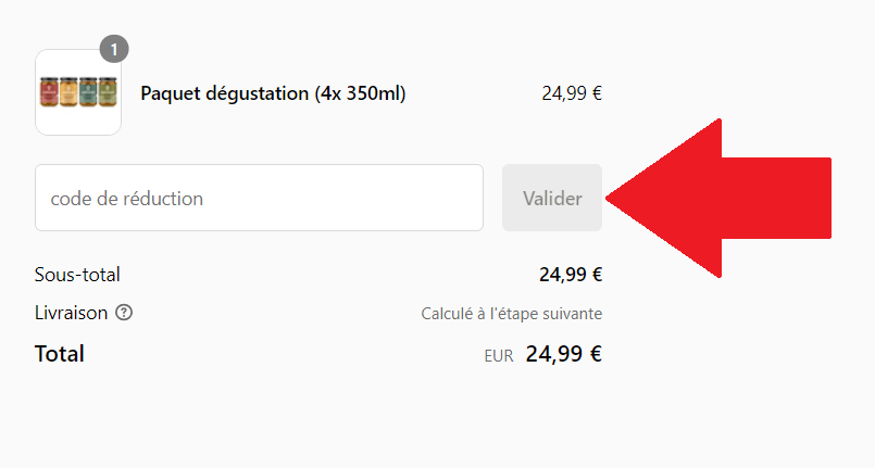 Encadré pour code promo Jarmino