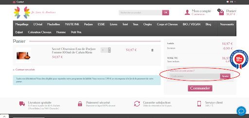 Encadré pour code promo Jesenslebonheur.fr