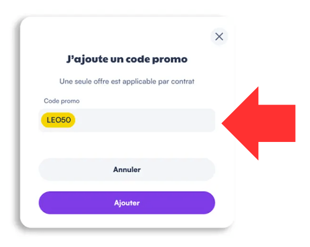 Encadré pour code promo Leocare