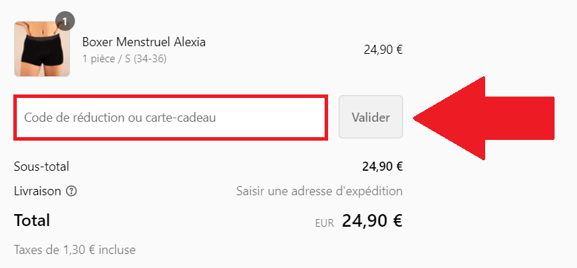 Encadré pour code promo Mademoiselle Culotte