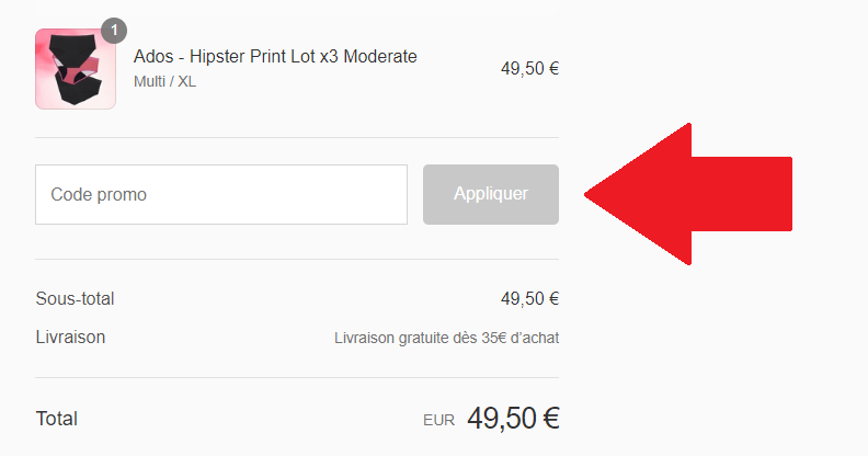 Encadré pour code promo Nana